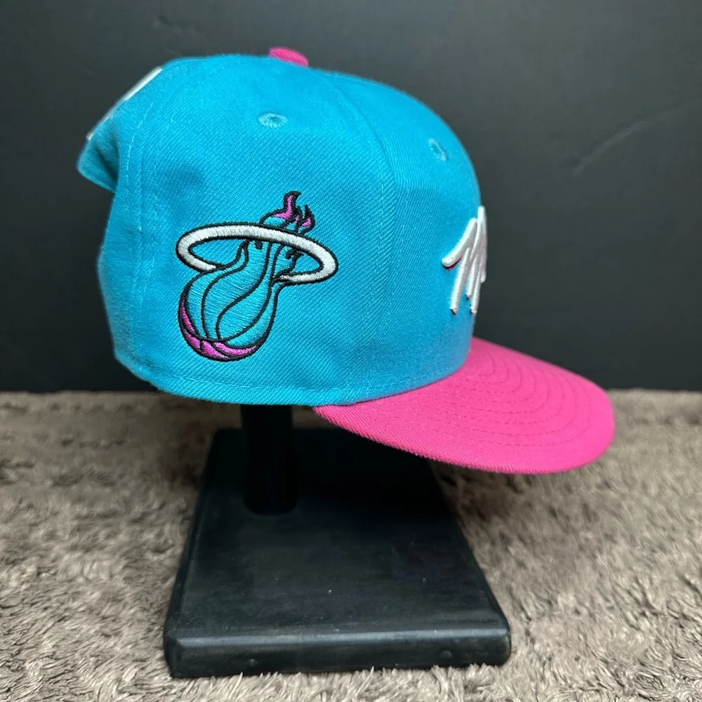Miami Embroidered Kids Snapback Hat - Turquoise & Pink